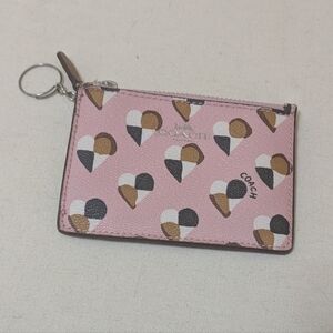 Coach Pink Heart Print Card Holder